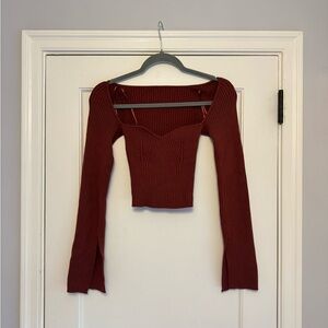 Urban Outfitters Burgundy Ribbed Bodysuit